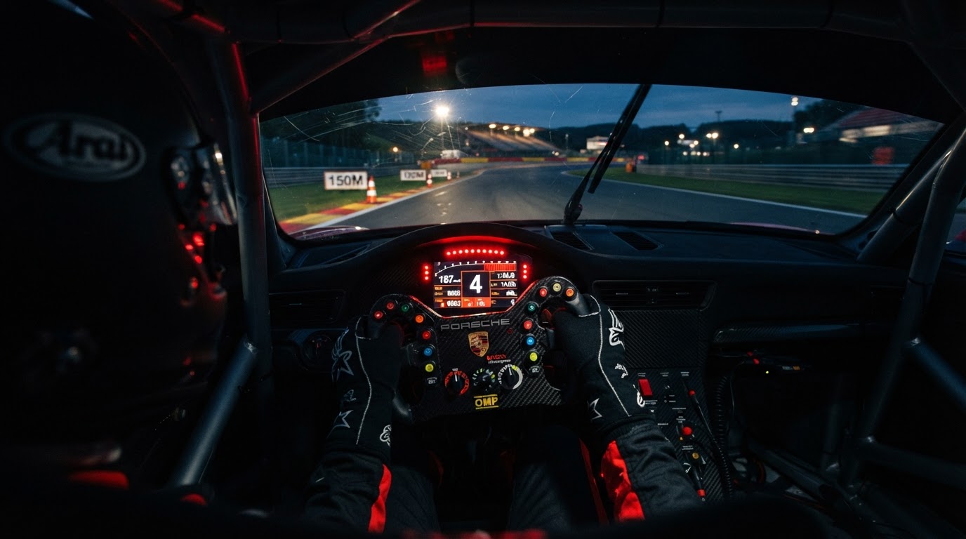 Pilote en cockpit pendant une session sur circuit